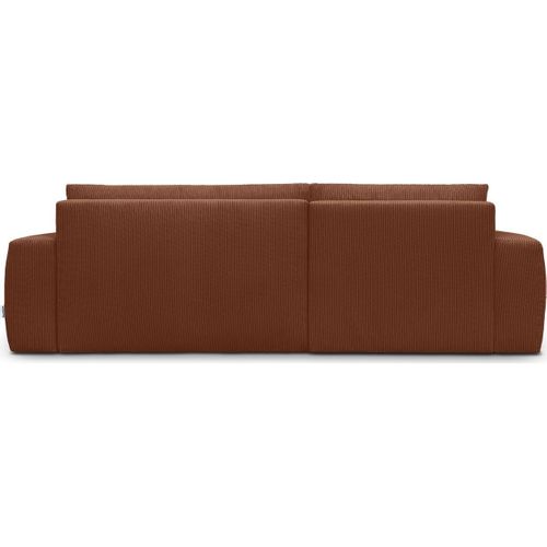 Canapé D'angle Gauche Convertible 3 Places En Velours Côtelé Rouille - Sonny