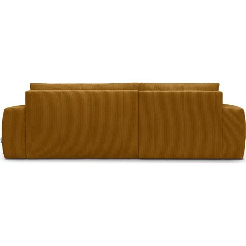 Canapé D'angle Gauche Convertible 3 Places En Velours Côtelé Jaune Moutarde - Sonny