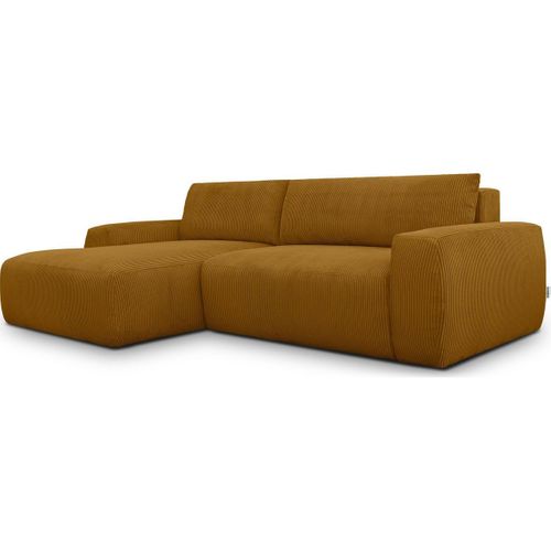 Canapé D'angle Gauche Convertible 3 Places En Velours Côtelé Jaune Moutarde - Sonny