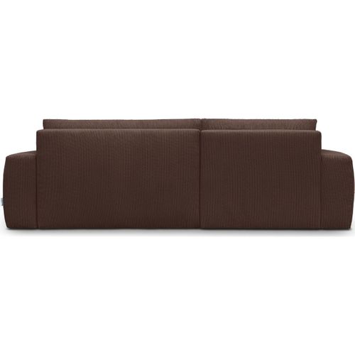 Canapé D'angle Gauche Convertible 3 Places En Velours Côtelé Moka - Sonny