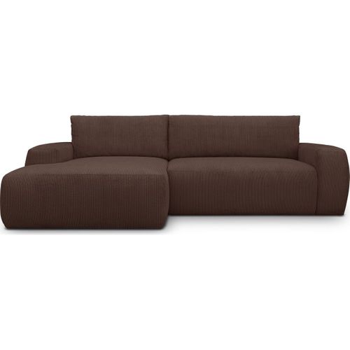 Canapé D'angle Gauche Convertible 3 Places En Velours Côtelé Moka - Sonny