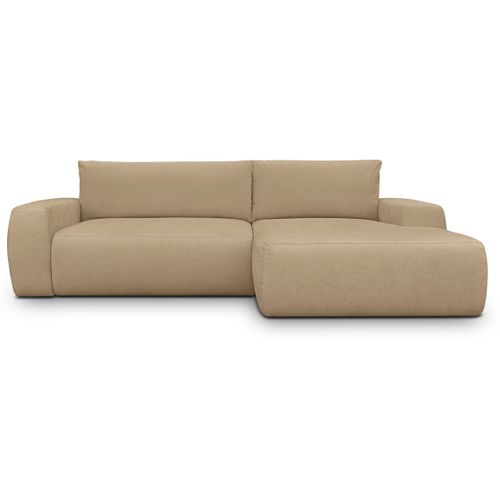 Canapé D'angle Droit Convertible 3 Places En Tissu Chenille Moka - Sonny