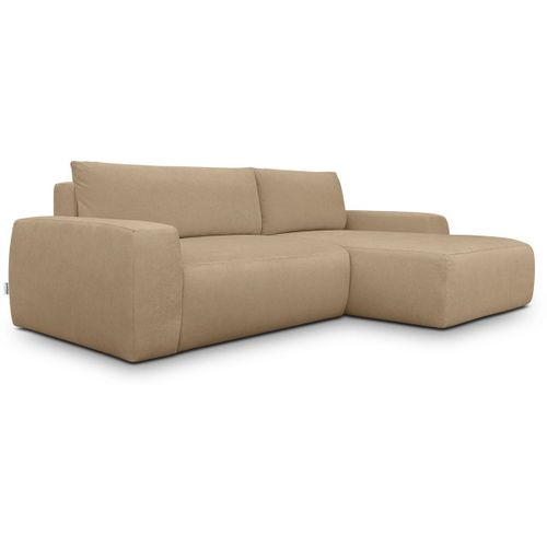 Canapé D'angle Droit Convertible 3 Places En Tissu Chenille Moka - Sonny