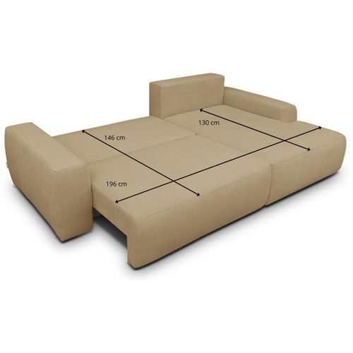 Canapé D'angle Droit Convertible 3 Places En Tissu Chenille Miel - Sonny