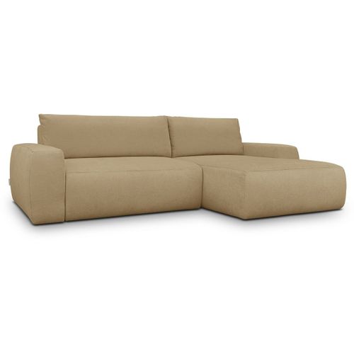 Canapé D'angle Droit Convertible 3 Places En Tissu Chenille Miel - Sonny