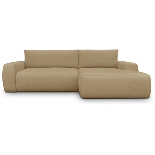 Canapé D'angle Droit Convertible 3 Places En Tissu Chenille Miel - Sonny