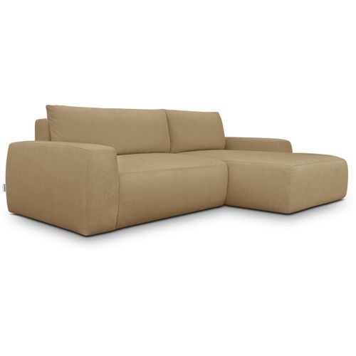 Canapé D'angle Droit Convertible 3 Places En Tissu Chenille Miel - Sonny