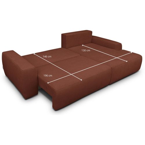Canapé D'angle Droit Convertible 3 Places En Tissu Chenille Rouille Foncé - Sonny