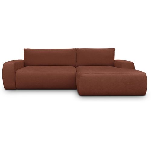 Canapé D'angle Droit Convertible 3 Places En Tissu Chenille Rouille Foncé - Sonny