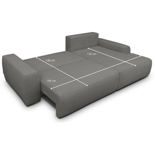 Canapé D'angle Droit Convertible 3 Places En Tissu Chenille Gris - Sonny