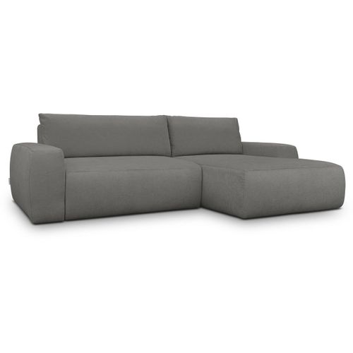 Canapé D'angle Droit Convertible 3 Places En Tissu Chenille Gris - Sonny