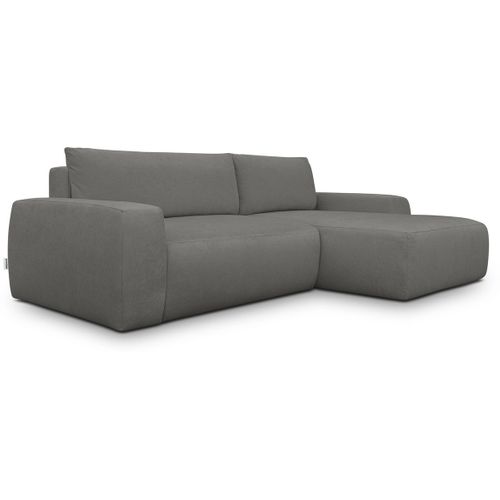 Canapé D'angle Droit Convertible 3 Places En Tissu Chenille Gris - Sonny