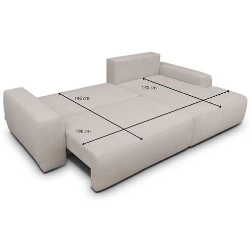 Canapé D'angle Droit Convertible 3 Places En Tissu Chenille Taupe - Sonny