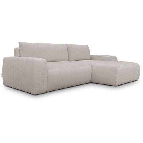 Canapé D'angle Droit Convertible 3 Places En Tissu Chenille Taupe - Sonny