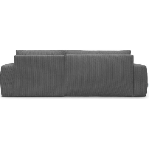 Canapé D'angle Droit Convertible 3 Places En Velours Côtelé Gris Anthracite - Sonny
