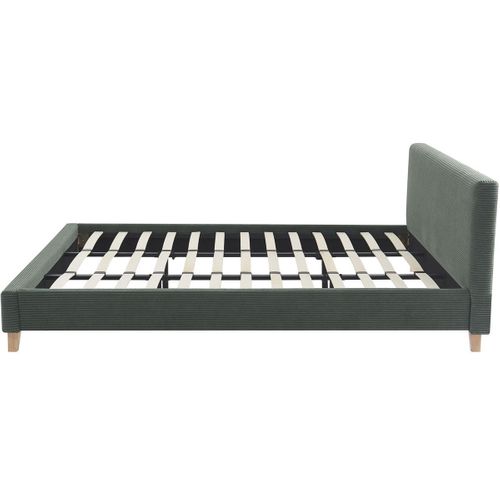 Ensemble Lit Adulte 180x200 - Tête De Lit En Velours Côtelé Vert - Milo + Matelas Mousse