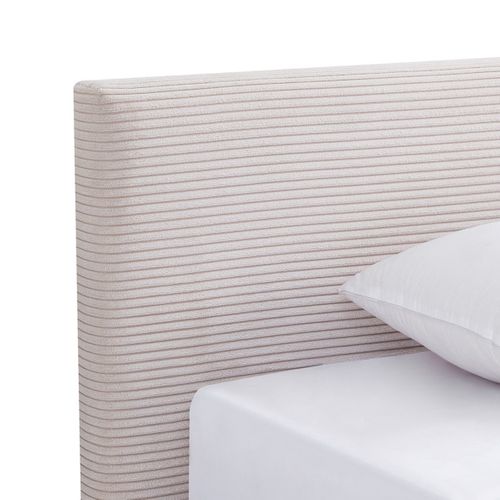 Ensemble Lit Adulte 180x200 - Tête De Lit En Velours Côtelé Beige - Milo + Matelas Mousse