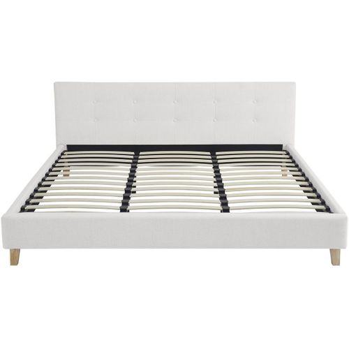 Ensemble Lit Adulte 180x200 - Tête De Lit En Tissu Beige - Milo + Matelas Mousse
