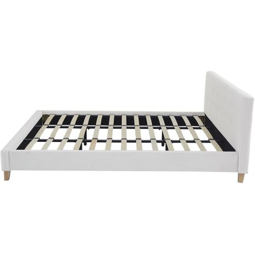 Ensemble Lit Adulte 180x200 - Tête De Lit En Tissu Beige - Milo + Matelas Mousse