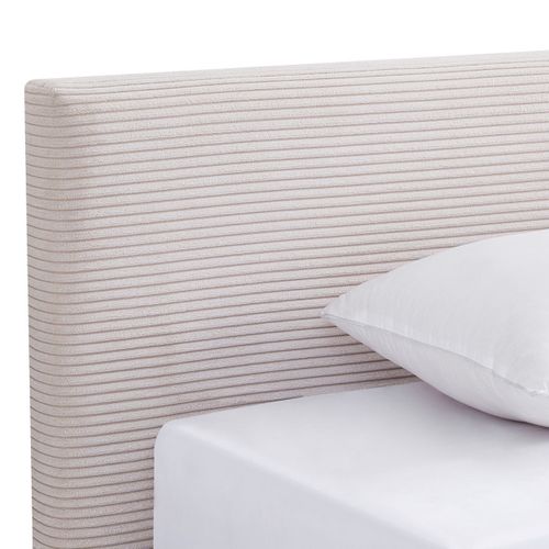 Ensemble Lit Adulte 160x200 - Tête De Lit En Velours Côtelé Beige - Milo + Matelas Mousse