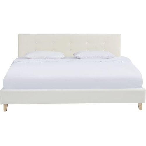 Ensemble Lit Adulte 160x200 - Tête De Lit En Velours Beige - Milo + Matelas Mousse