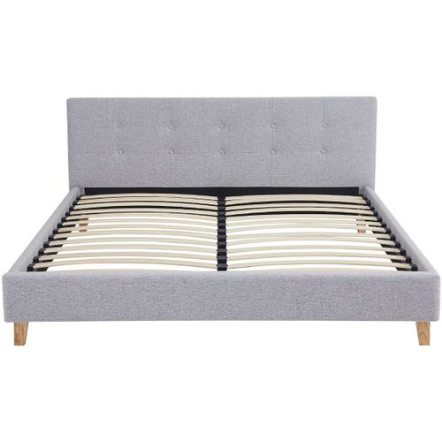 Ensemble Lit Adulte 140x190 - Tête De Lit En Tissu Gris Chiné - Milo + Matelas Mousse