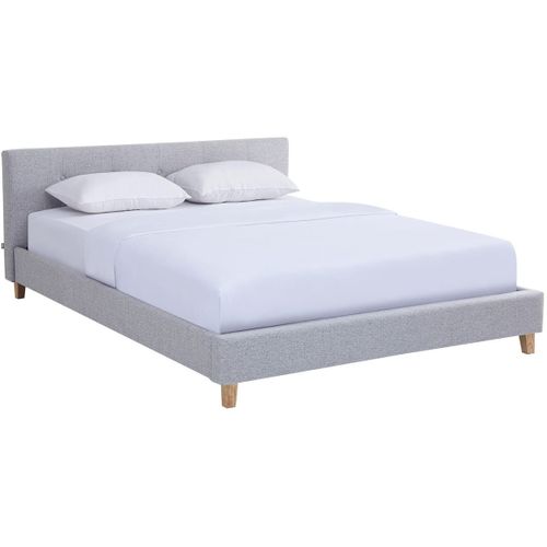 Ensemble Lit Adulte 140x190 - Tête De Lit En Tissu Gris Chiné - Milo + Matelas Mousse