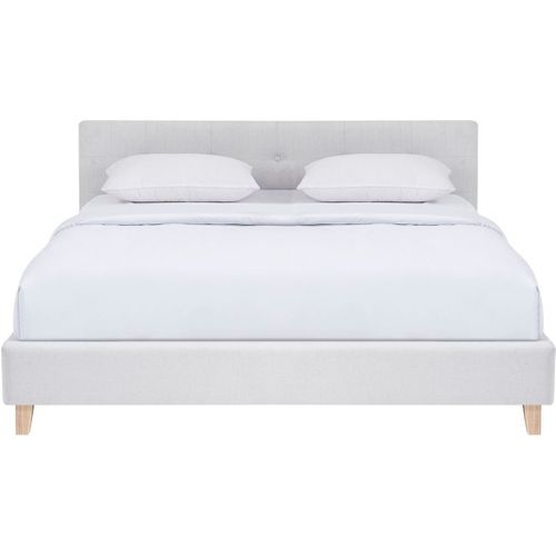Ensemble Lit Adulte 140x190 - Tête De Lit En Tissu Beige - Milo + Matelas Mousse