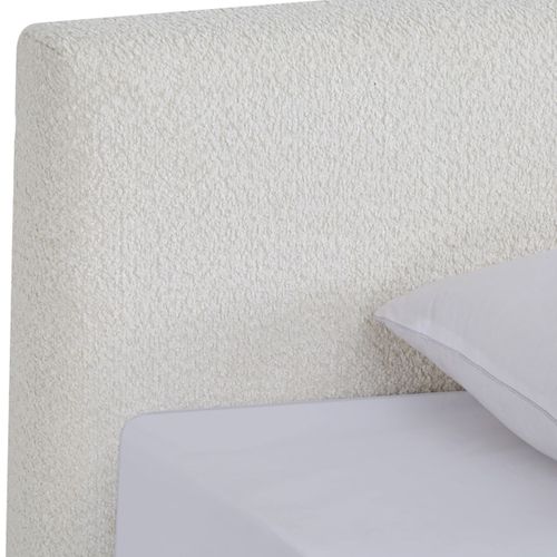 Ensemble Lit 90x190 - Tête De Lit En Tissu Bouclé Beige - Milo + Matelas Mousse