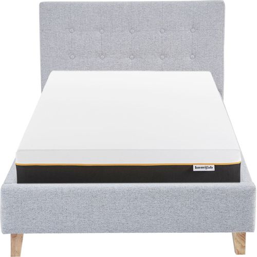 Ensemble Lit 90x190 - Tête De Lit En Tissu Gris Chiné - Milo + Matelas Mousse