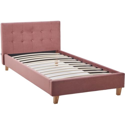 Ensemble Lit 90x190 - Tête De Lit En Velours Vieux Rose - Milo + Matelas Mousse