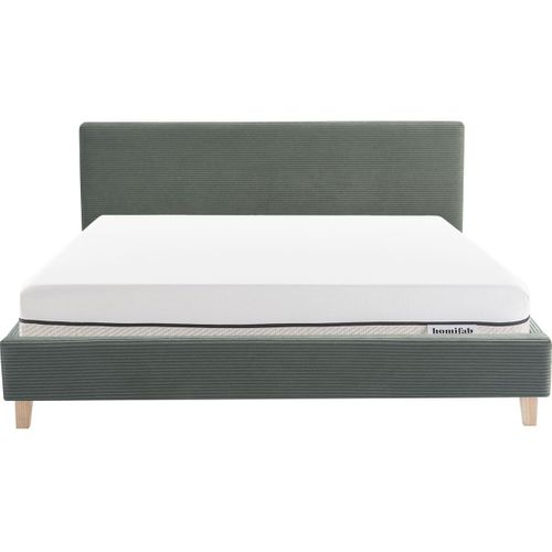 Ensemble Lit Adulte 180x200 - Tête De Lit En Velours Côtelé Vert - Milo + Matelas Ressorts Ensachés