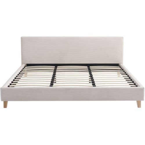 Ensemble Lit Adulte 180x200 - Tête De Lit Velours Côtelé Beige - Milo + Matelas Ressorts Ensachés