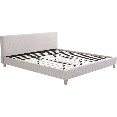 Ensemble Lit Adulte 180x200 - Tête De Lit Velours Côtelé Beige - Milo + Matelas Ressorts Ensachés