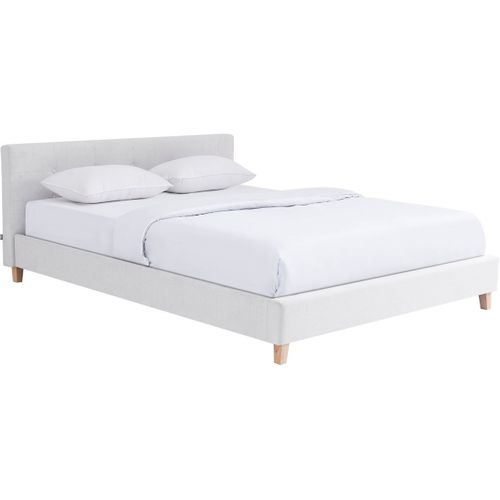 Ensemble Lit Adulte 180x200 - Tête De Lit En Tissu Beige - Milo + Matelas Ressorts Ensachés