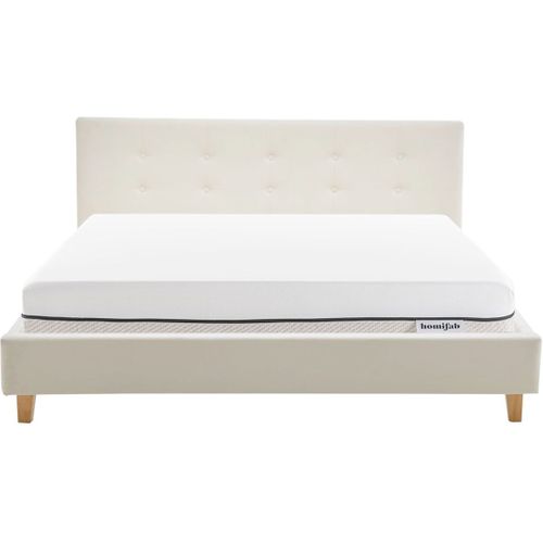 Ensemble Lit Adulte 180x200 - Tête De Lit En Velours Beige - Milo + Matelas Ressorts Ensachés