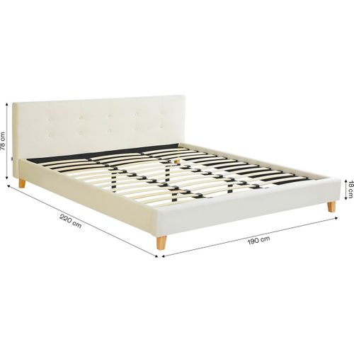 Ensemble Lit Adulte 180x200 - Tête De Lit En Velours Beige - Milo + Matelas Ressorts Ensachés