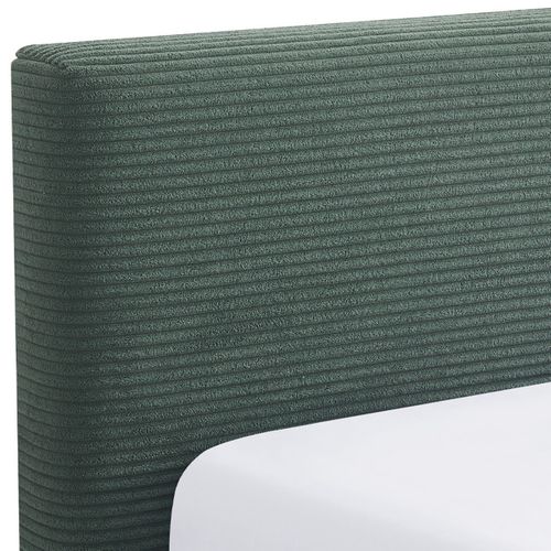 Ensemble Lit Adulte 160x200 - Tête De Lit En Velours Côtelé Vert - Milo + Matelas Ressorts Ensachés