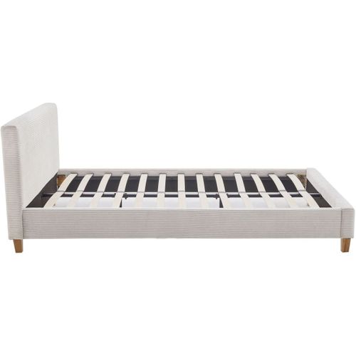 Ensemble Lit Adulte 160x200 - Tête De Lit Velours Côtelé Beige - Milo + Matelas Ressorts Ensachés