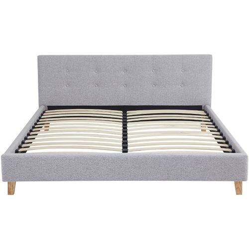 Ensemble Lit Adulte 160x200 - Tête De Lit En Tissu Gris Chiné - Milo + Matelas Ressorts Ensachés