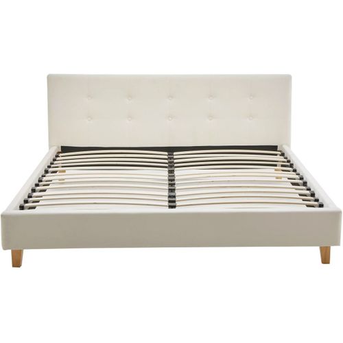 Ensemble Lit Adulte 160x200 - Tête De Lit En Velours Beige - Milo + Matelas Ressorts Ensachés