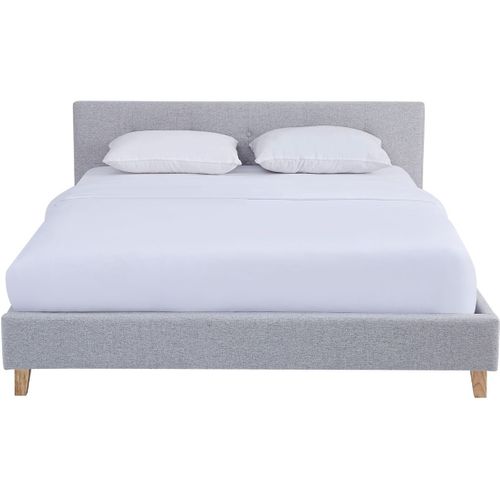Ensemble Lit Adulte 140x190 - Tête De Lit En Tissu Gris Chiné - Milo + Matelas Ressorts Ensachés