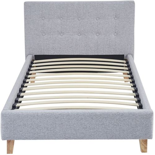 Ensemble Lit 90x190 - Tête De Lit En Tissu Gris Chiné - Milo + Matelas Ressorts Ensachés