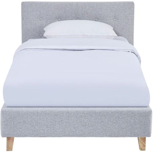 Ensemble Lit 90x190 - Tête De Lit En Tissu Gris Chiné - Milo + Matelas Ressorts Ensachés