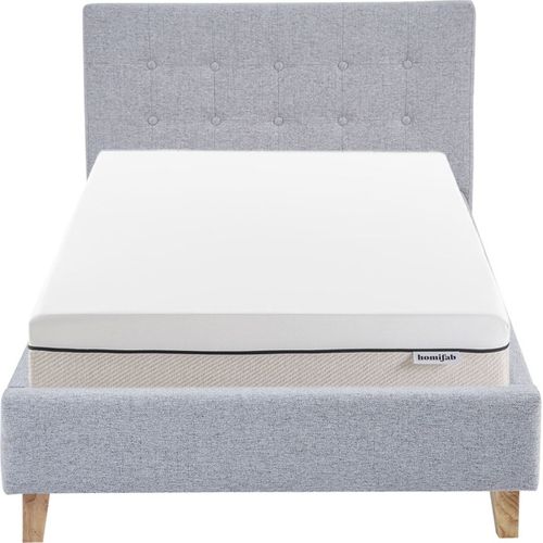 Ensemble Lit 90x190 - Tête De Lit En Tissu Gris Chiné - Milo + Matelas Ressorts Ensachés