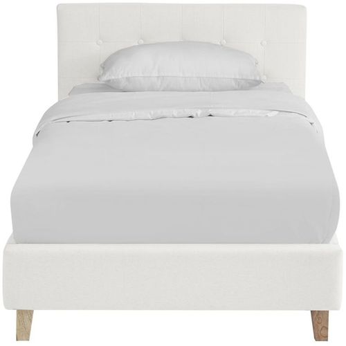 Ensemble Lit 90x190 - Tête De Lit En Tissu Beige - Milo + Matelas Ressorts Ensachés