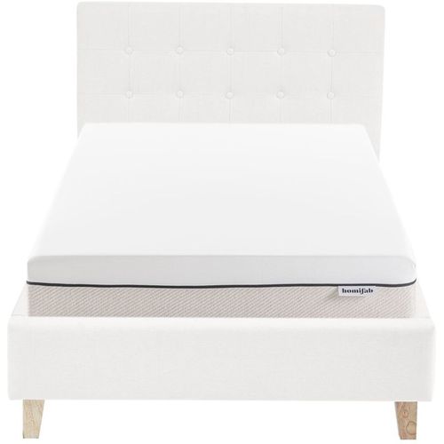 Ensemble Lit 90x190 - Tête De Lit En Tissu Beige - Milo + Matelas Ressorts Ensachés