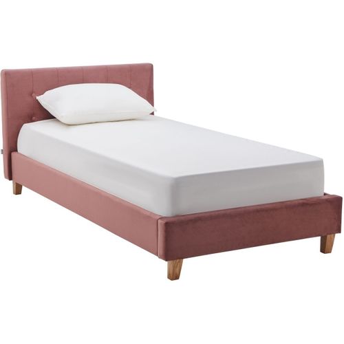 Ensemble Lit 90x190 - Tête De Lit En Velours Vieux Rose - Milo + Matelas Ressorts Ensachés