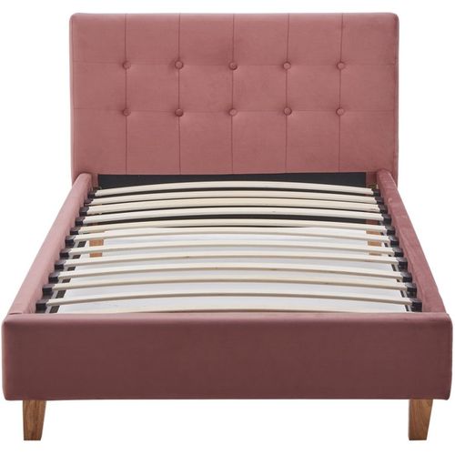 Ensemble Lit 90x190 - Tête De Lit En Velours Vieux Rose - Milo + Matelas Ressorts Ensachés