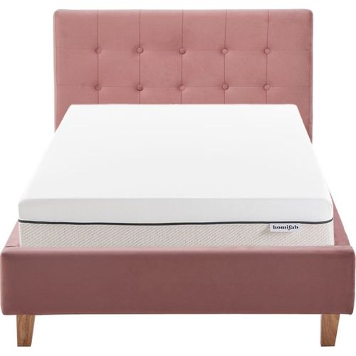 Ensemble Lit 90x190 - Tête De Lit En Velours Vieux Rose - Milo + Matelas Ressorts Ensachés